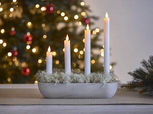 Adventsljusstake levande ljus grå, 30 x 10 cm