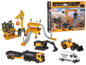 Majorette Volvo Creatix byggeplass inkl. 5 biler