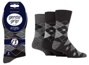 SockShop Gentle Grip herr strumpor. 39-45, 3-pack