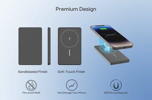 Trådløs magnetisk powerbank, 5000 mAh