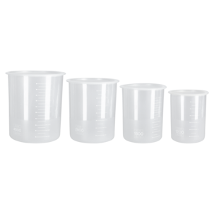 Plastbokser med lokk og volummarkering, 4-pakning