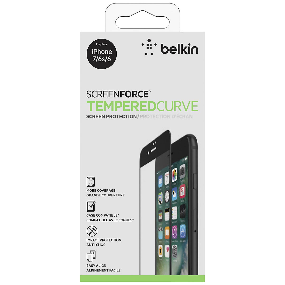 Skärmskydd för iPhone 8, Belkin Screenforce TemperedCurve Skärmskydd för iPhone 8, Belkin Screenforce TemperedCurve