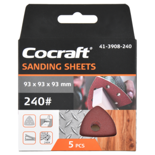 Cocraft sandpapir borrelås, 93 x 93 x 93 mm, 5-pakning