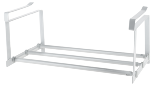 Hyllynaluskori metallia, valkoinen, leveys 39–69 cm