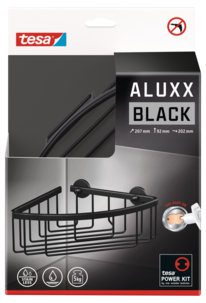 Tesa Aluxx Suihkuhylly yksitasoinen, itsekiinnittyvä, musta