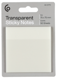 Transparenta notislappar 75x75 mm, 50 blad
