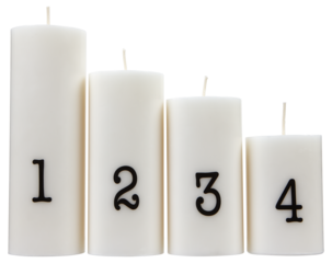 Blockljus Advent, 4-pack stearinljus med siffror