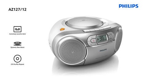 Philips CD-spelare med kassett och radio, AZ127 