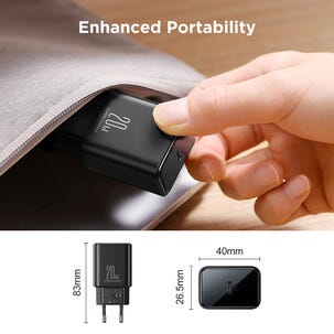 Lightning- til USB-C-lader 20 W med kabel, 1 m, svart