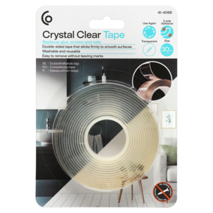 Dobbeltsidig tape Crystal Clear, transparent, 30 mm x 3 m