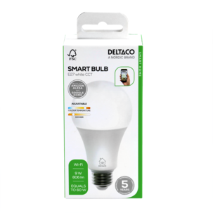 Deltaco Smart LED-lampa E27 9 W dimbar, SH-CHLE27A60