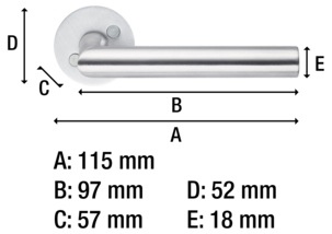 Beslagsboden dørhåndtak for innerdører, rustfritt stål 