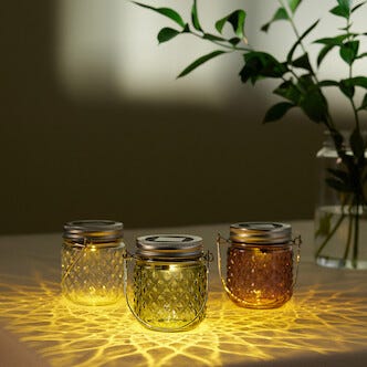 Liten ljuslykta solcell glas hängande, 8 cm