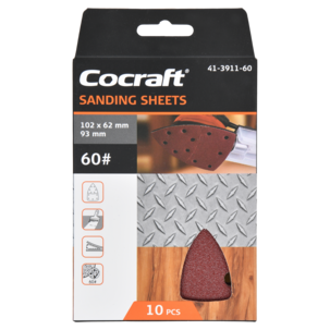 Cocraft sandpapir borrelås, 102 x 62 x 93 mm, 10-pakning