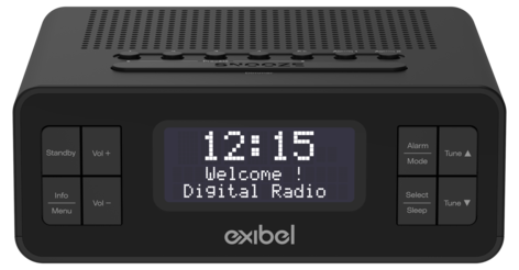 Klokkeradio med DAB+ og FM radio, Exibel