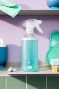 Sini toalettrengjøring sprayflaske og 2 tabs, startsett