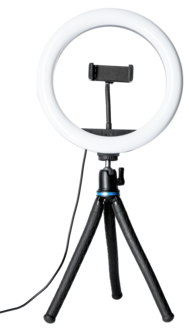 LED-ringlys med bøyelig tripod til mobil, 10 tommer