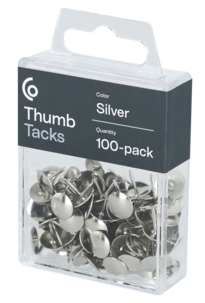 Nastat ilmoitustaululle ja seinään, hopea, 100 kpl