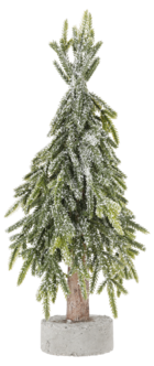 Minijuletre med snødekte greiner og betongfot, 35 cm