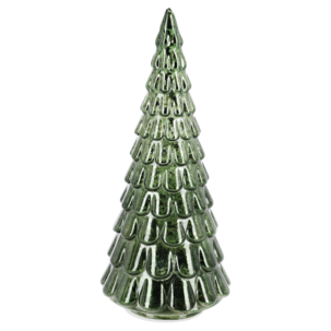 Glasgran med belysning, grön, 25,7 cm