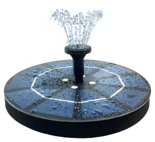 Solcellefontene med farget lys, flytende