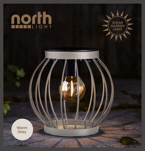 Liten solcellslykta metall Northlight, 15,5 x 16 cm