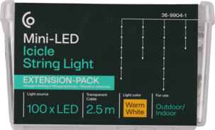 Mini LED Jääpuikkovalosarja, lämmin valkoinen, jatkosarja, 2,5 m
