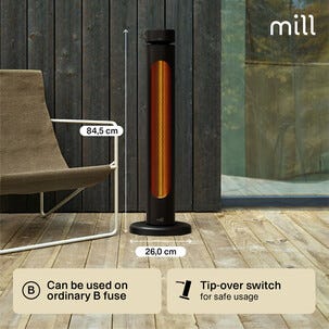 Mill infrarød varmeovn CB0C20Floor, stående varmeovn, 2000 W