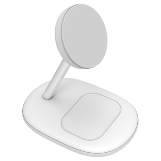 Trådløs magnetisk Qi2-lader til iPhone og AirPods, hvit