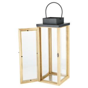 Lyhty puinen, kahva, lasi