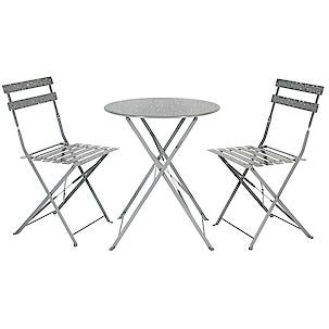 Kafésett terrazzo, sammenleggbart metall 