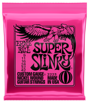 Ernie Ball Super Slinky 9-42 strängset till elgitarr