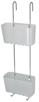 Duschhylla, 2 duschkorgar och krokar, för duschvägg