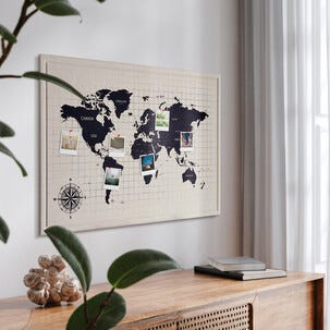 Ääntä vaimentava ilmoitustaulu, maailmankartta, 60 x 90 cm