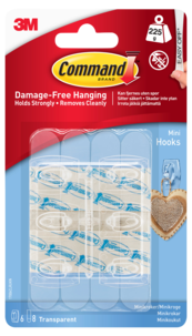 Command självhäftande minikrokar transparenta, 6-pack