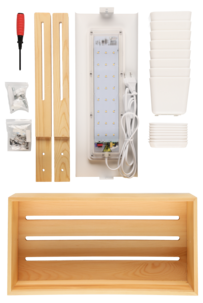 Drivbänk inomhus LED och timer, vit/trä