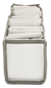 Laatikonjakaja farkuille, paidoille, alusvaatteille tai puseroille