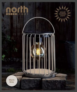 Northlight solcellelykt kurvlykt sylinder, grå