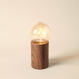 Deco bordslampa E27 metall med mörk träoptik, Northlight