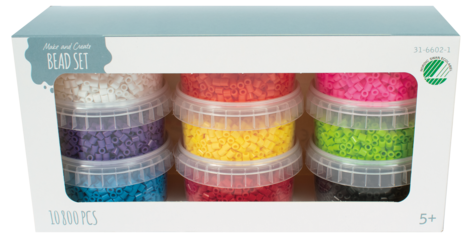 Små pärlor för barn från 5 år, 9 färger, ca 10 800 st