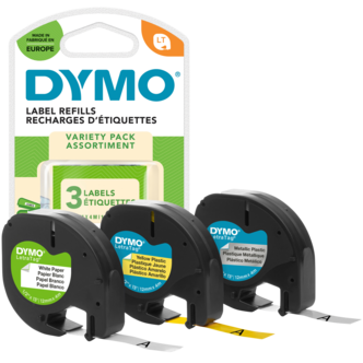 Dymo LetraTag merkebånd 3-pack
