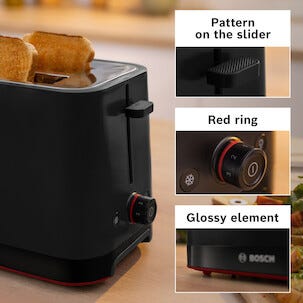 Bosch MyMoment brödrost 2 skivor, svart, TAT3M123