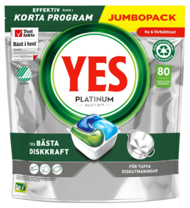 Yes Platinum All In One oppvaskmiddel for maskin, 80-pakning