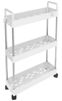 Smal trillevogn med 3 hyller, hvit