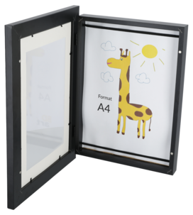 Ramme til tegninger, kan åpnes, A4, svart