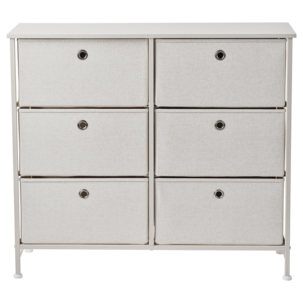 Kommode med 6 skuffer, beige, 88,5 x 30 x 77,3 cm