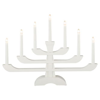 Adventsljusstake LED trä 7-armad, vit, Konstsmide, 33 cm