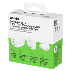 Belkin BoostCharge Pro reiselader 3 porter, 70W