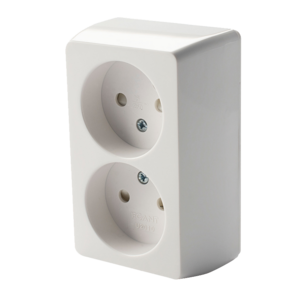 Cotech 2-vägs utanpåliggande vägguttag ojordat