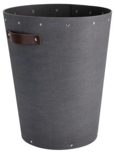 Roskakori, jossa nahkakahvat, tummanharmaa